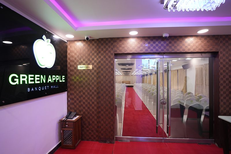 Glass doors opening into the hall