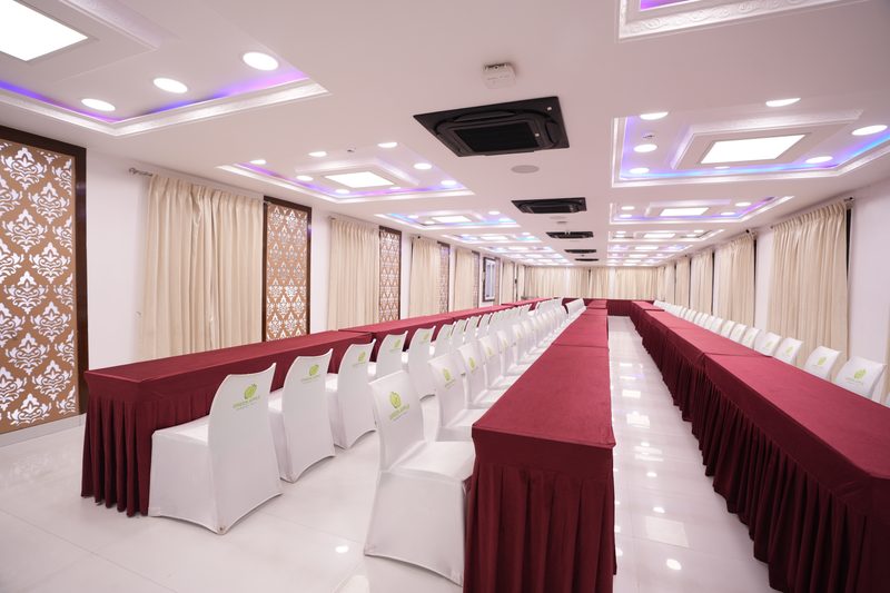 Rows of dining tables