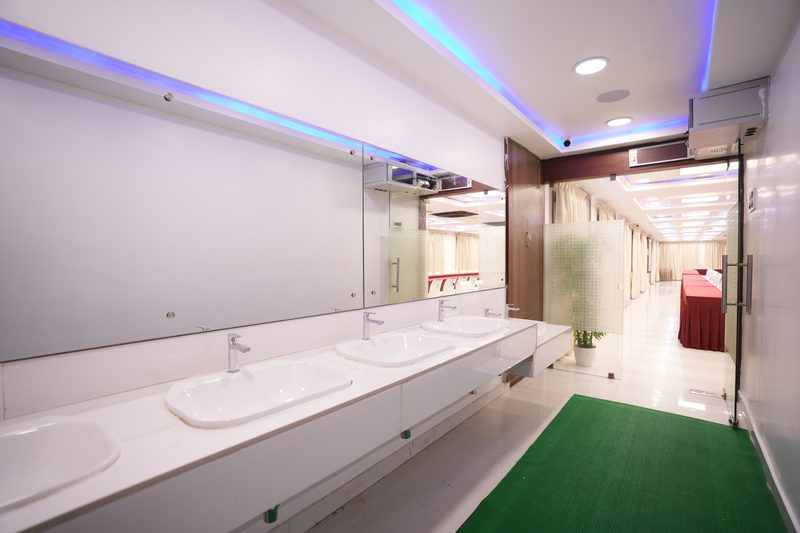 Washroom with basin counter