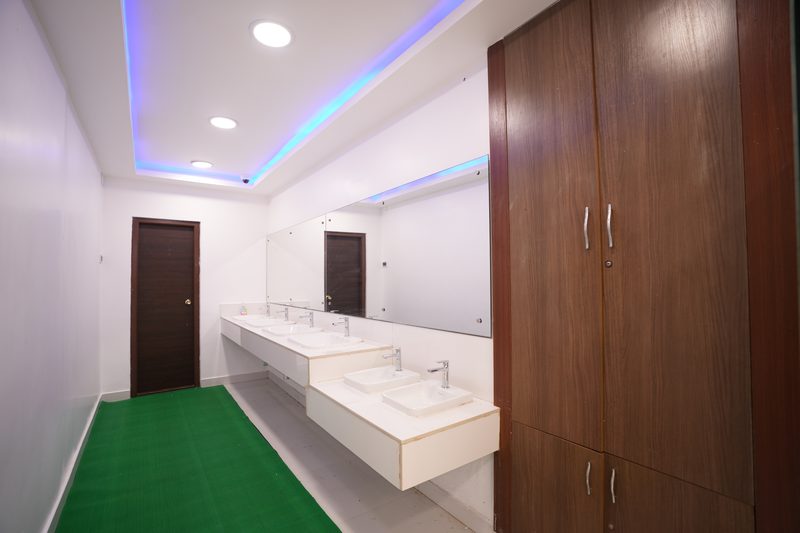 Washroom counter and cabinets