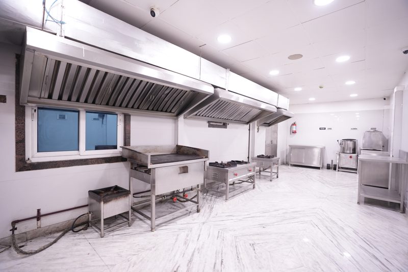 Kitchen with exhaust hood